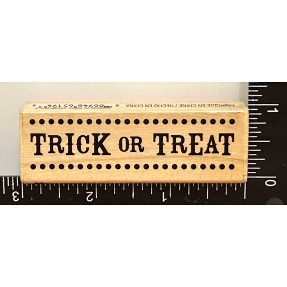 Halloween "Trick Or Treat" CraftSmart Wood mounted Rubber Stamp 409173